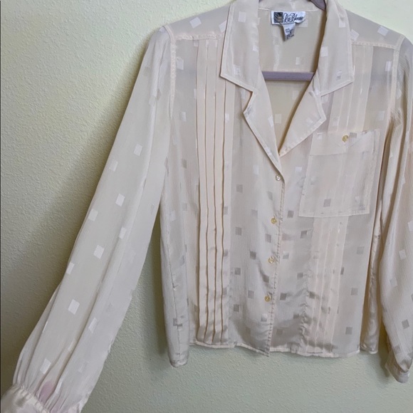 70s sheer funky print Long sleeve button down - Picture 4 of 4